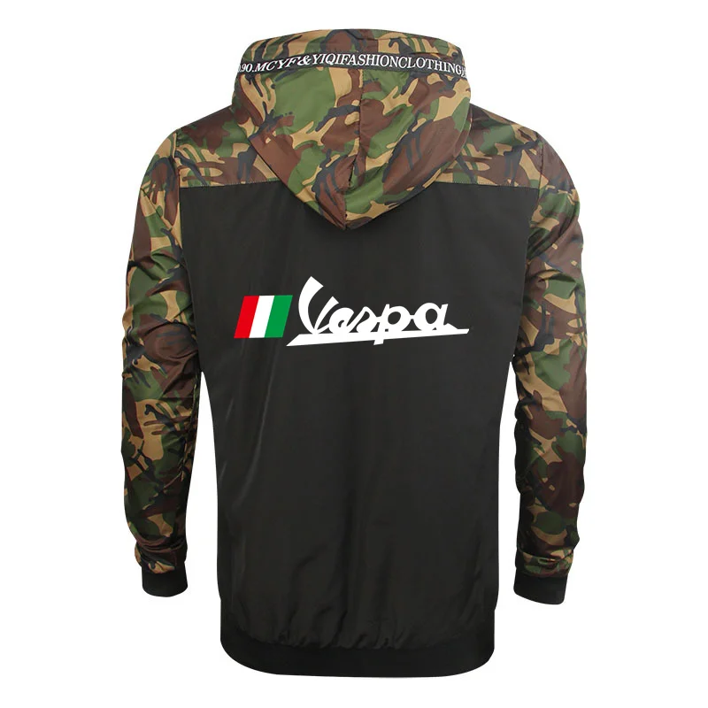 

Vespa Car Logo Printing 2021 Spring New Men's Hoodie Camouflage Color Tooling Locomotive Climbing Sports Jacket Men's Track Suit