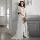 Элегантное шифоновое свадебное платье с V-образным вырезом, рукавами в стиле бохо, шифоновое свадебное платье на заказ, размера плюс