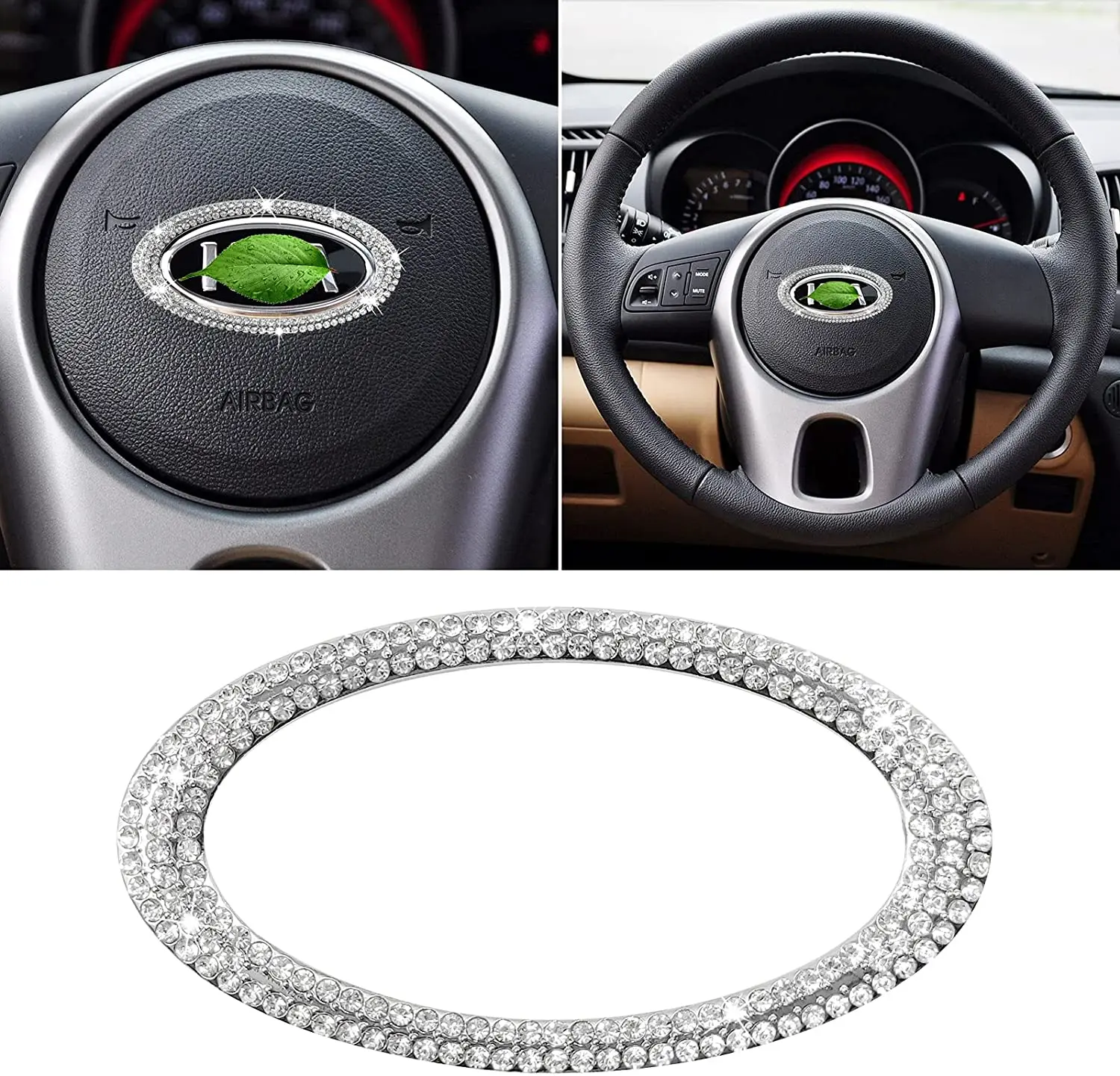 

Crystal Diamond Steering Wheel Emblem for Kia Ceed Cerato K3 Carens Optima Sorento Sportage Rio K2 Bling Decal Accessories