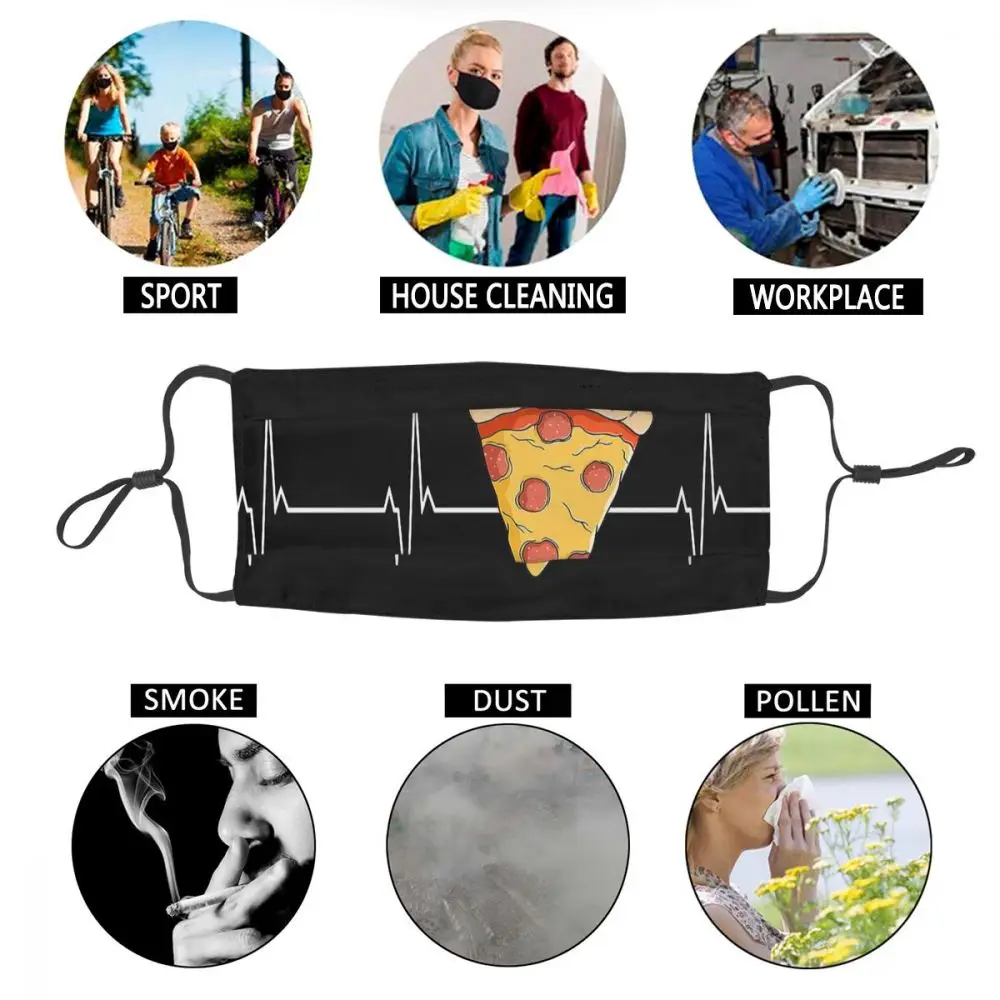 

Funny Pizza Slice Heartbeat Adult Reusable Mouth Face Mask Food Anti Haze Dustproof Protection Cover Respirator Mouth Muffle