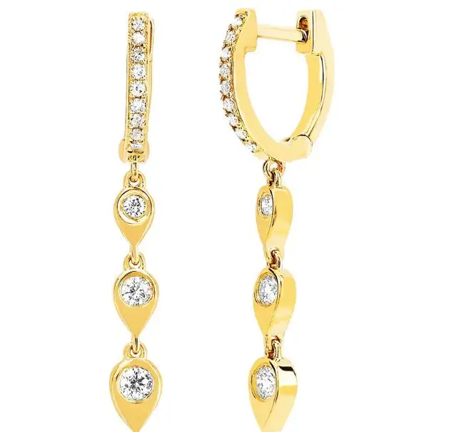 

Brass With 18k Gold Zircon Dropping Earrings Women Jewelry Party T Show Gown Runway Rare Korean Japan Trendy INS Boho