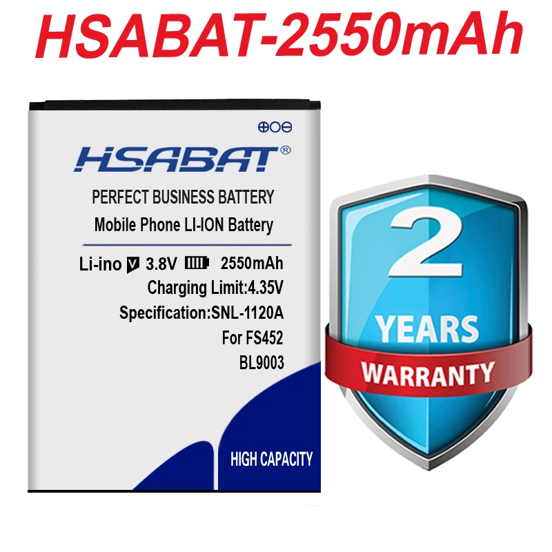 Высококачественный аккумулятор HSABAT BL9003 2550 мАч для оригинального Fly FS452 Nimbus 2