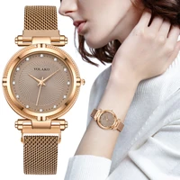 luxury creative diamond dial women watches fashion rose gold magnet buckle ladies quartz wristwatches simple female watch gifts