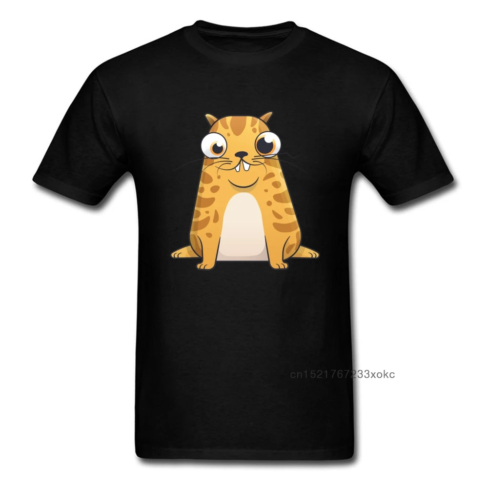 Забавная футболка для хомяка с большим глазом и кошкой мужские черные Топы И