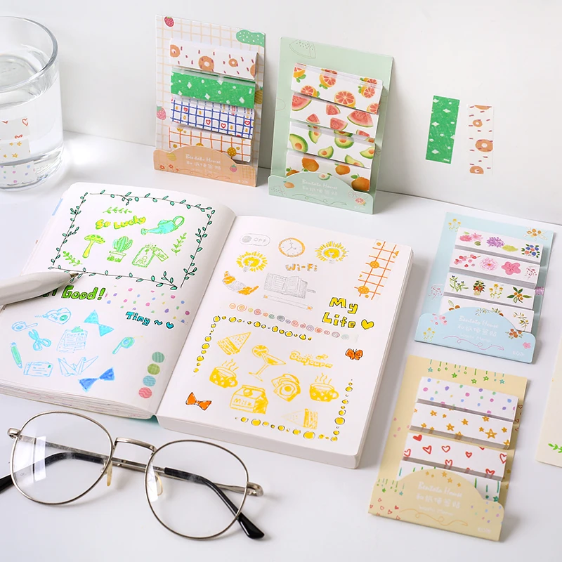 4 шт. цветок мыть лента блокнот для заметок на клейкой основе фруктов радуга