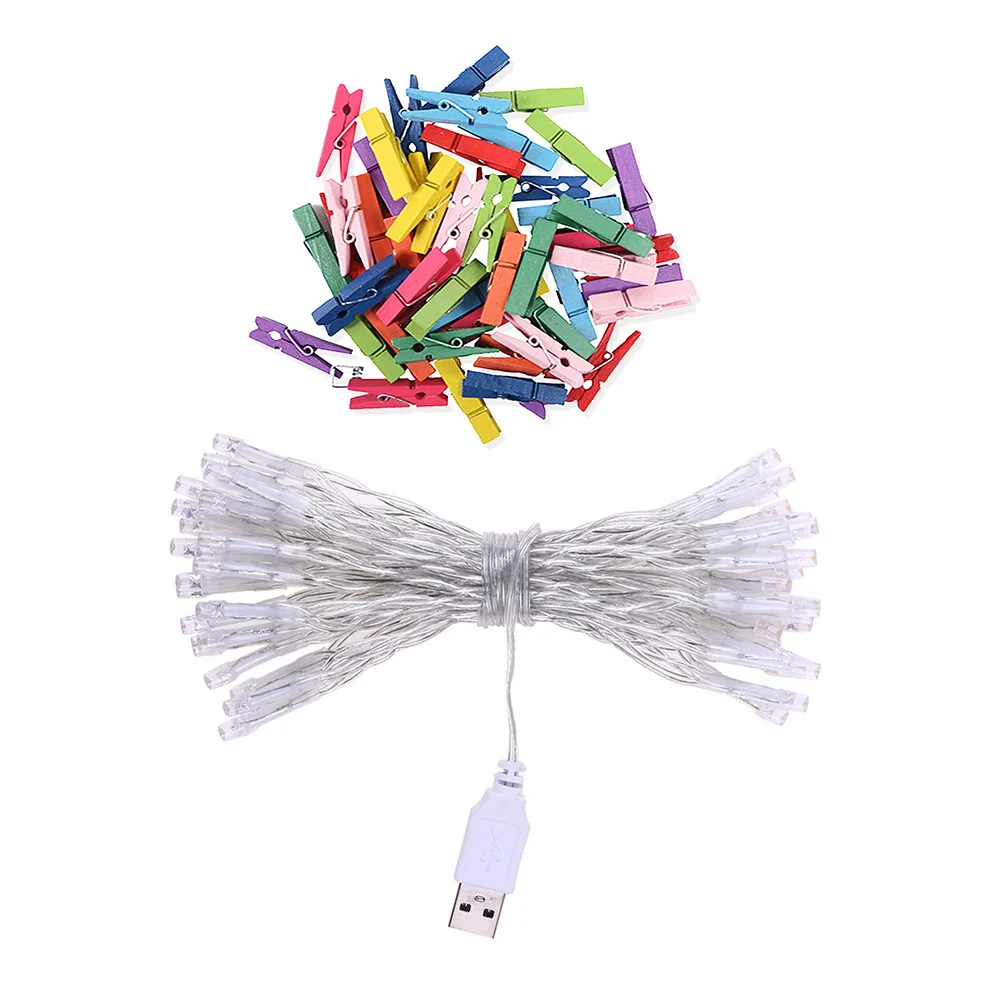 

4m 40 Lights Photo Clip Lamp LED String Lights Battery or USB Christmas Holiday Party Wedding Decor Fairy lights with 40 Clips