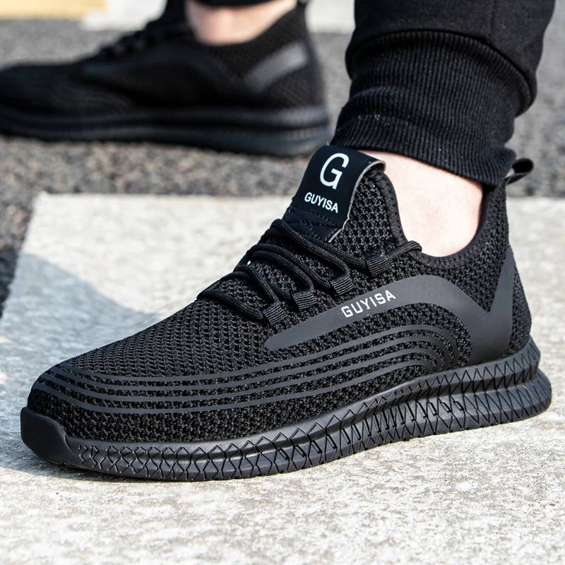 

Breathable Men's Safety Shoes with Steel Toe Cap Industry Work Boots Men Indestructible Shoes Puncture-Proof Working Sneakers