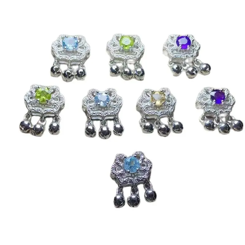 Фиолетовая Подвеска из натурального кристалла резной серебряный кулон Ruyi Lock