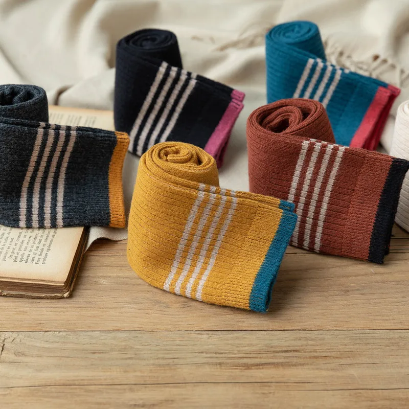 

New Hot Japanese Fashion Woman Socks College Style Striped Long Socks for Women Autumn Winter Harajuku Streetwear Crew Sock Gift