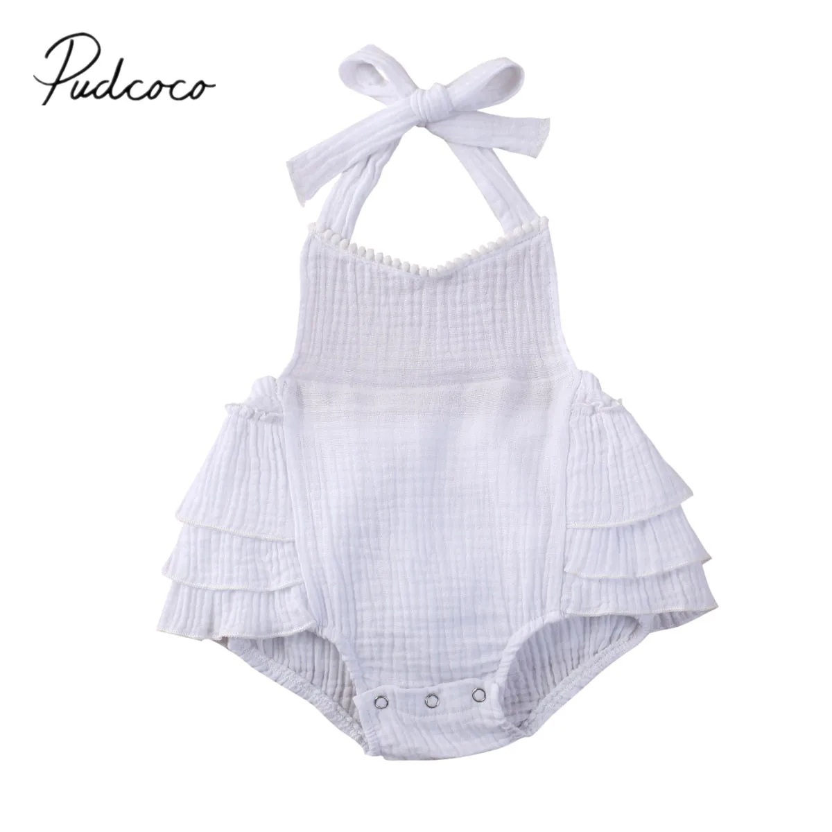 Популярный комбинезон на шнуровке с оборками и открытой спиной для маленьких