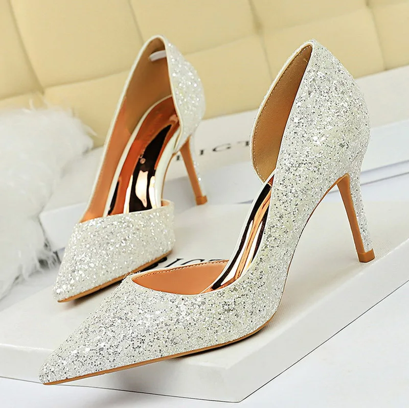 Женские туфли лодочки сезон весна осень Блестящие Свадебные вечерние женская