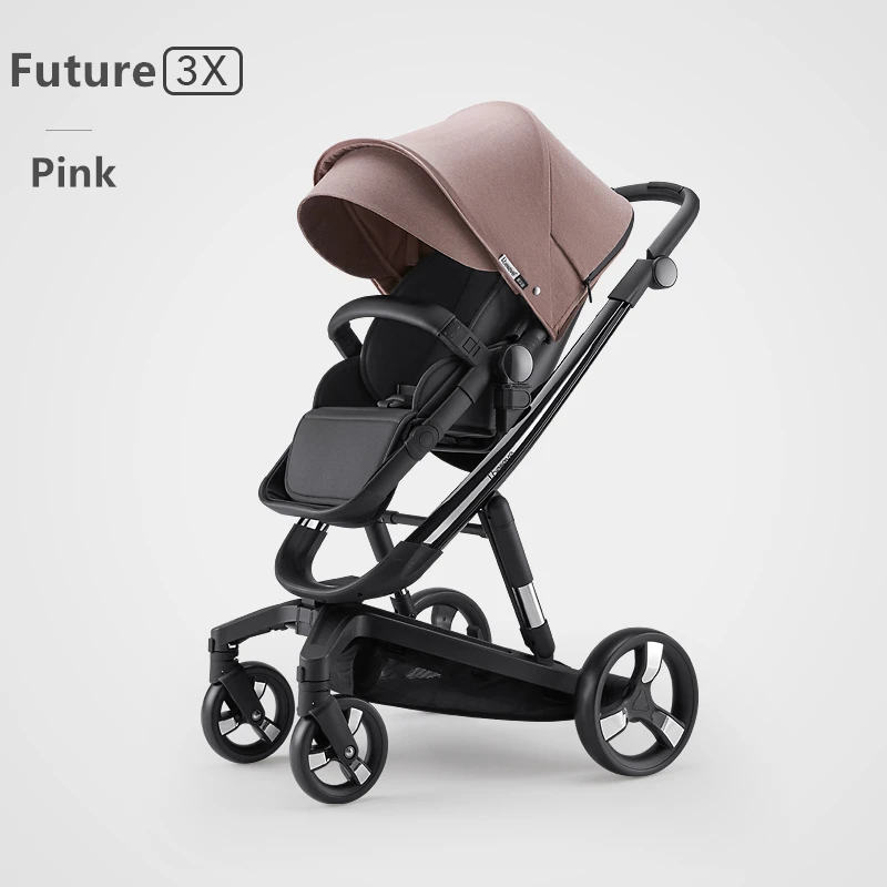 Pink Умная тормозная система красивый пейзаж для детей коляска 3 в 1 Горячая мама розовая коляска реверсивная портативная детская тележка дорожная коляска - Цвет: Pink