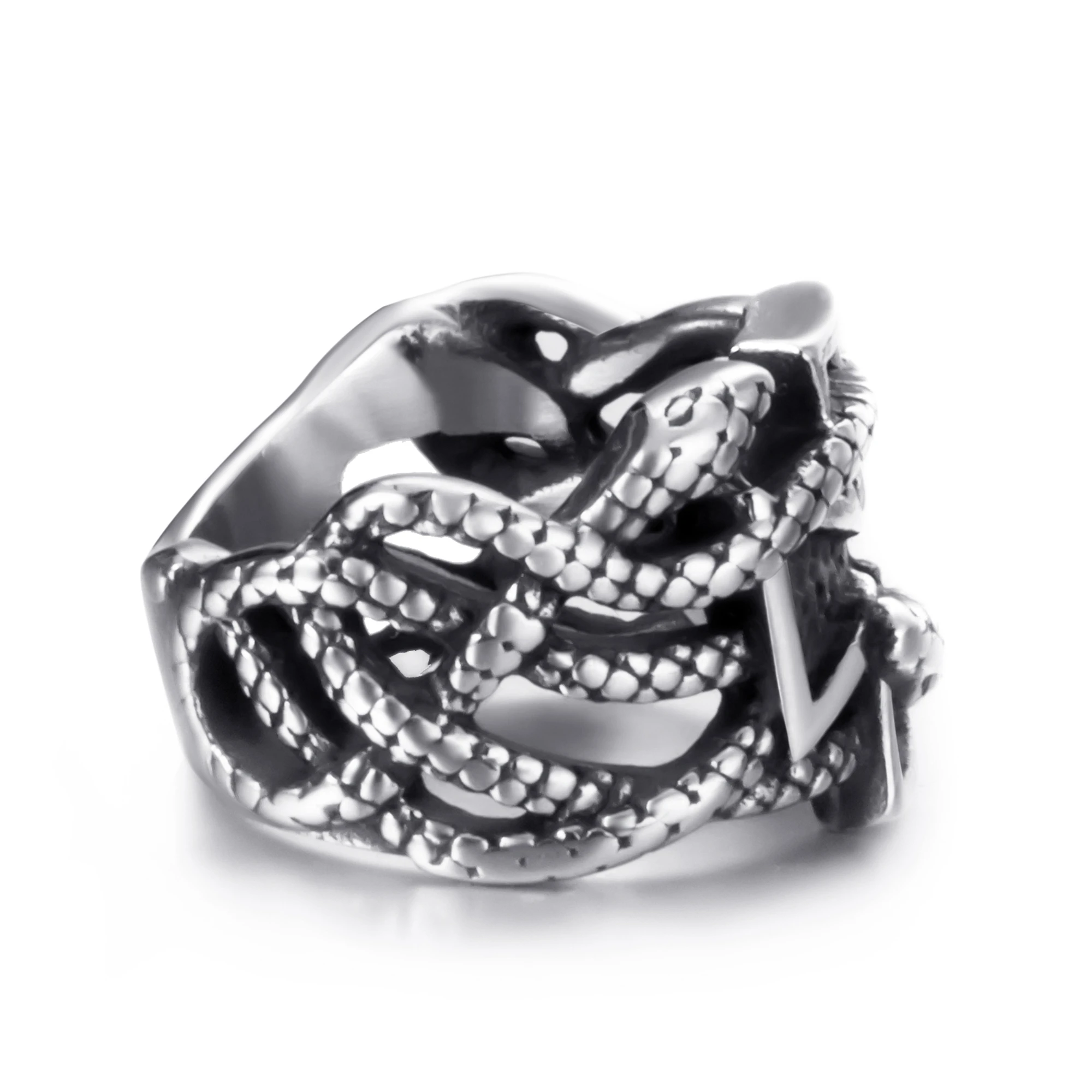 Мужские кольца Elfasio из нержавеющей стали Железный крест змеиная кожа масонское