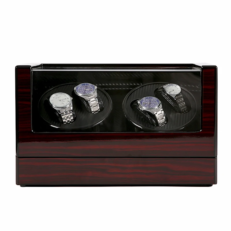 Wood Watch Winder Box 4+0 Automatic Watches Storage Jewelry Holder Display Piano Wooden Ultra Quiet Motor Shaker | Наручные часы