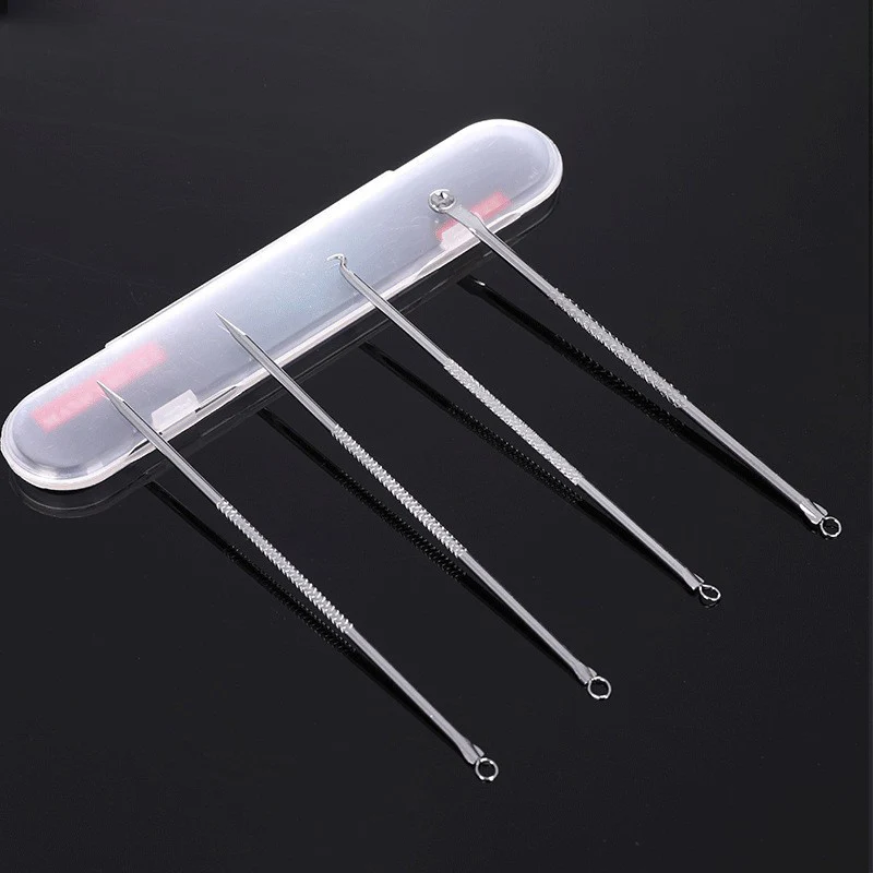 

4pcs/set Blackhead Comedone Acne Pimple Blackhead Remover Tool Needles Facial Pore Cleaner Spoon for Face Skin Care Tool