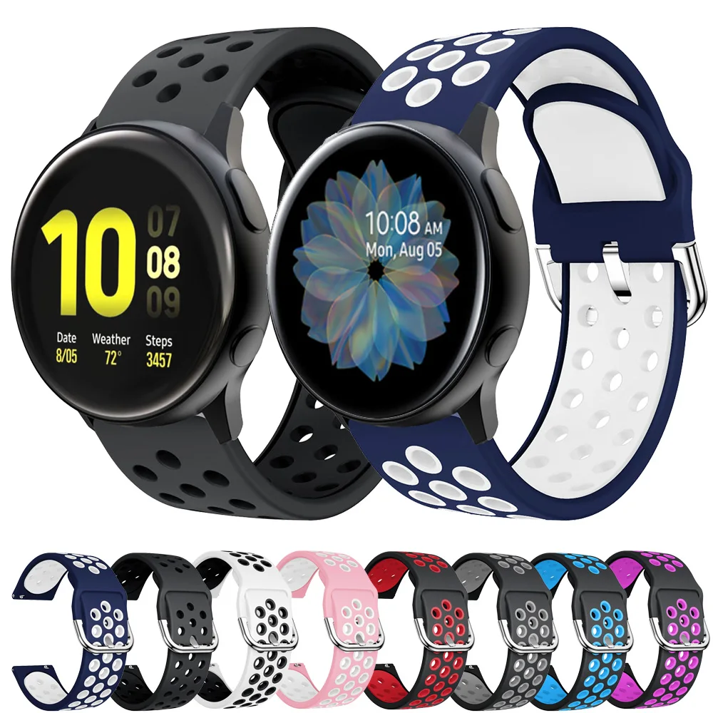 Ремешок силиконовый для наручных часов Samsung galaxy watch Active 2 40 мм 44 спортивный браслет