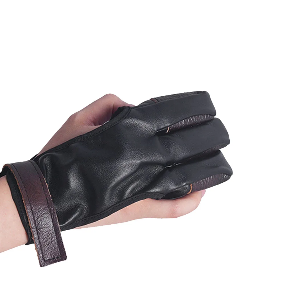 

Archery Glove 3 Finger Protect PU Velvet and Cow Leather 20x10x1 cm Glove for Archery Hunting Shooting