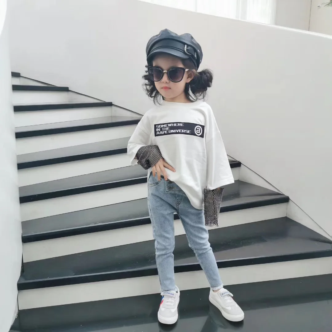 2020 г. Детская футболка для девочек с длинными рукавами Весенняя буквенным