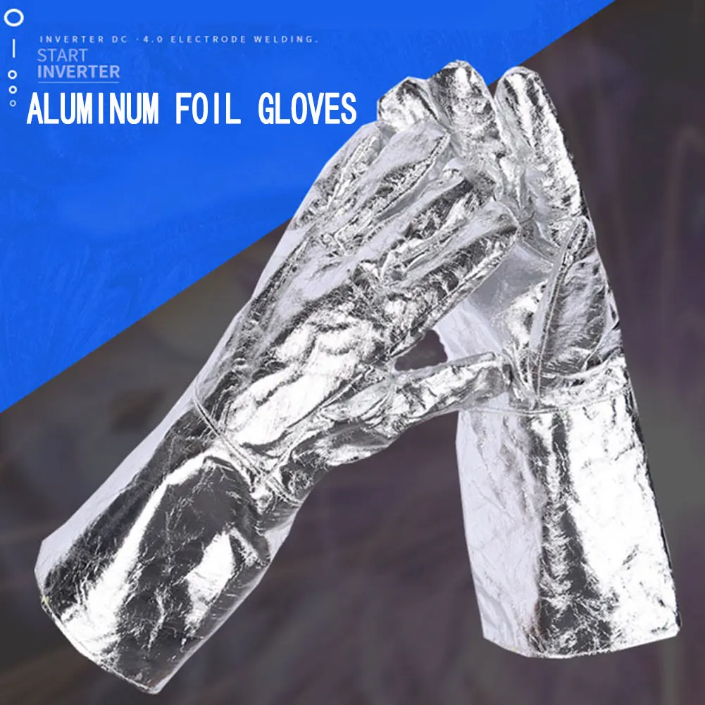 

Aluminum Heat Foil Gloves High Temperature Heat Resistant Gloves For Radiation Resistant Thermal Insulation Silver 1 Pair