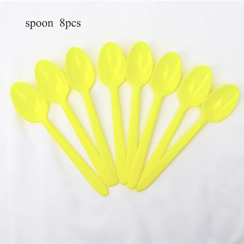 spoon 8pcs Тема пчелы одноразовая бумажная посуда чашка соломы день рождения, свадьба, Рождество Детская Игрушка В ванную вечерние украшения - Цвет: spoon 8pcs