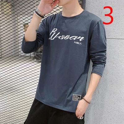 

2019 men's long-sleeved t-shirt men's white cotton dress shirt autumn tide