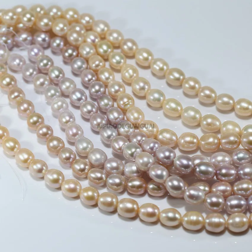 

APDGG Natural 11-12mm AA+ oval rice pink purple white pearl strands loose beads women lady jewelry DIY