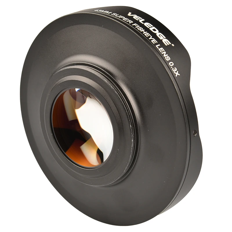 VELEDGE 43MM / 37MM 0.3X Ultra Fisheye Wide Lens Adapter with Hood Only for Video Cameras Camcorders enlarge