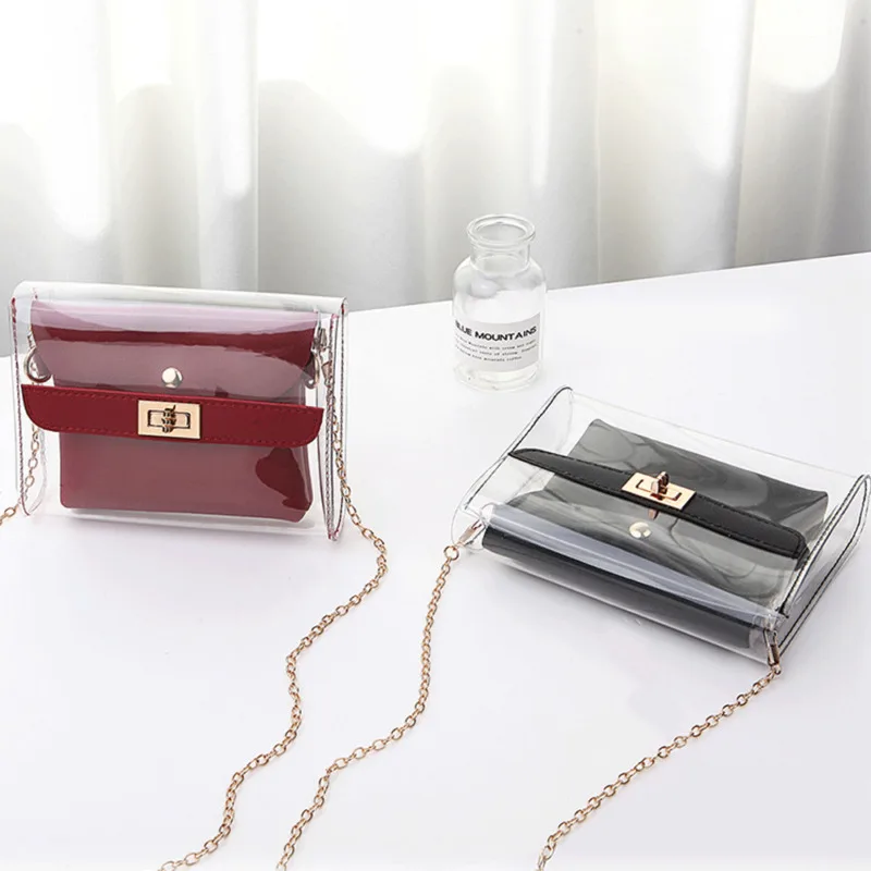 

Women Shoulder Bags PU Handbag Party Package Transparent Bag Messenger Crossbody Bag /BY