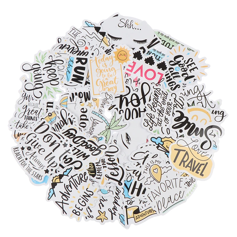 Водонепроницаемые наклейки с мотивационными фразами 50 шт. для самостоятельного