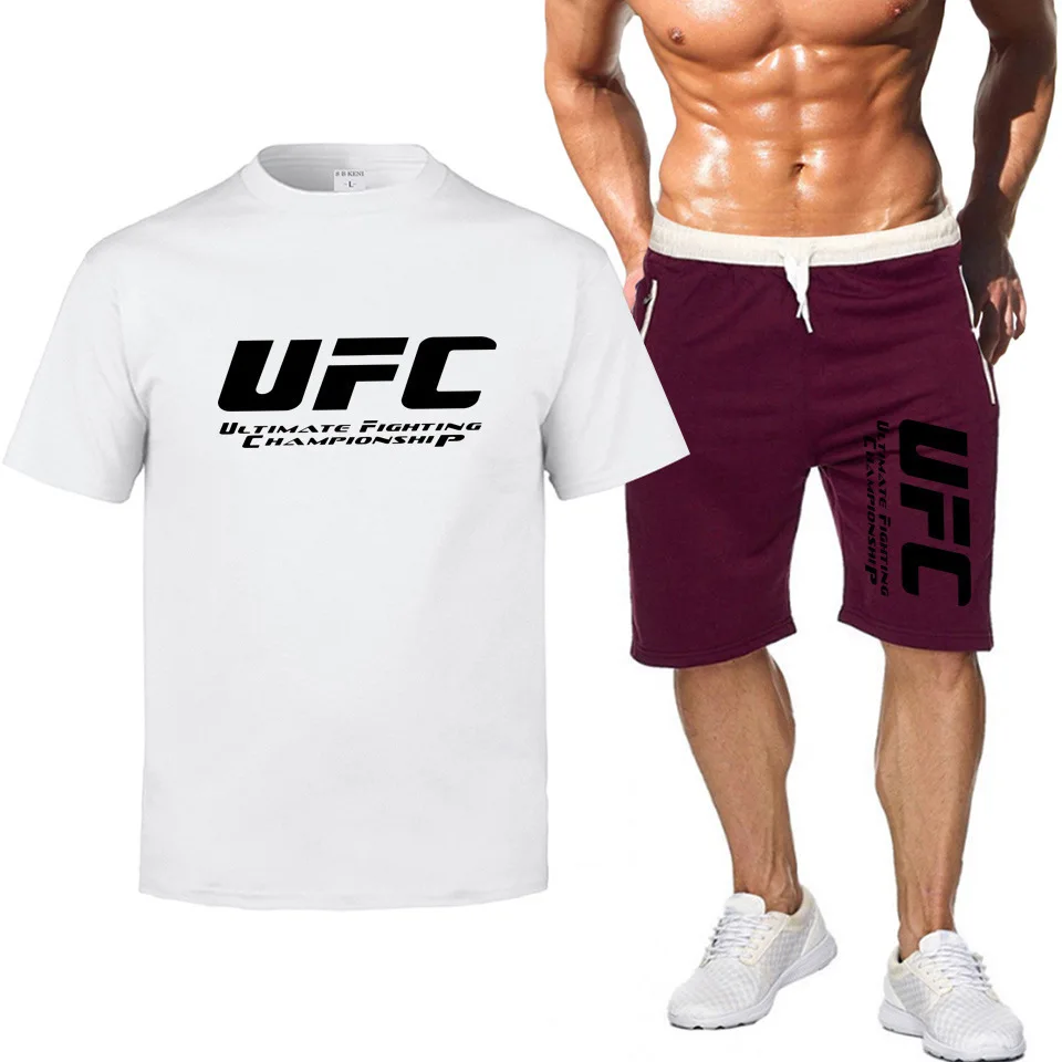 

2021 New Pocket Zip Set 2 Pieces Men Sets Male Men Clothing Sportswear Set Fitness Summer Print Men Shorts T shirt Men's Suit