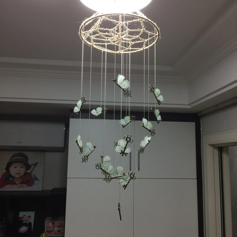 

25cm Iron Hoop Butterfly Home Decor for Girl's Room Decoration Wall Hanging Pendant Wind Chime