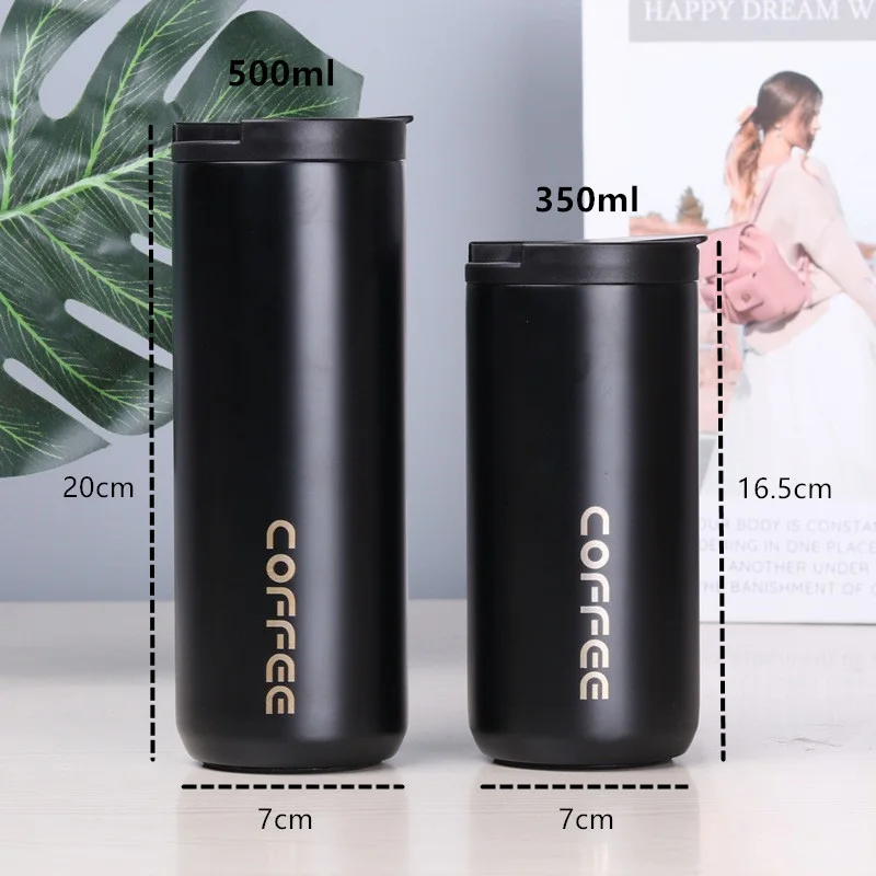 

350ml/500ml Double Stainless Steel 304 Coffee Mug Leak-Proof Thermos Mug Travel Thermal Cup Travel Water Bottle For Gifts