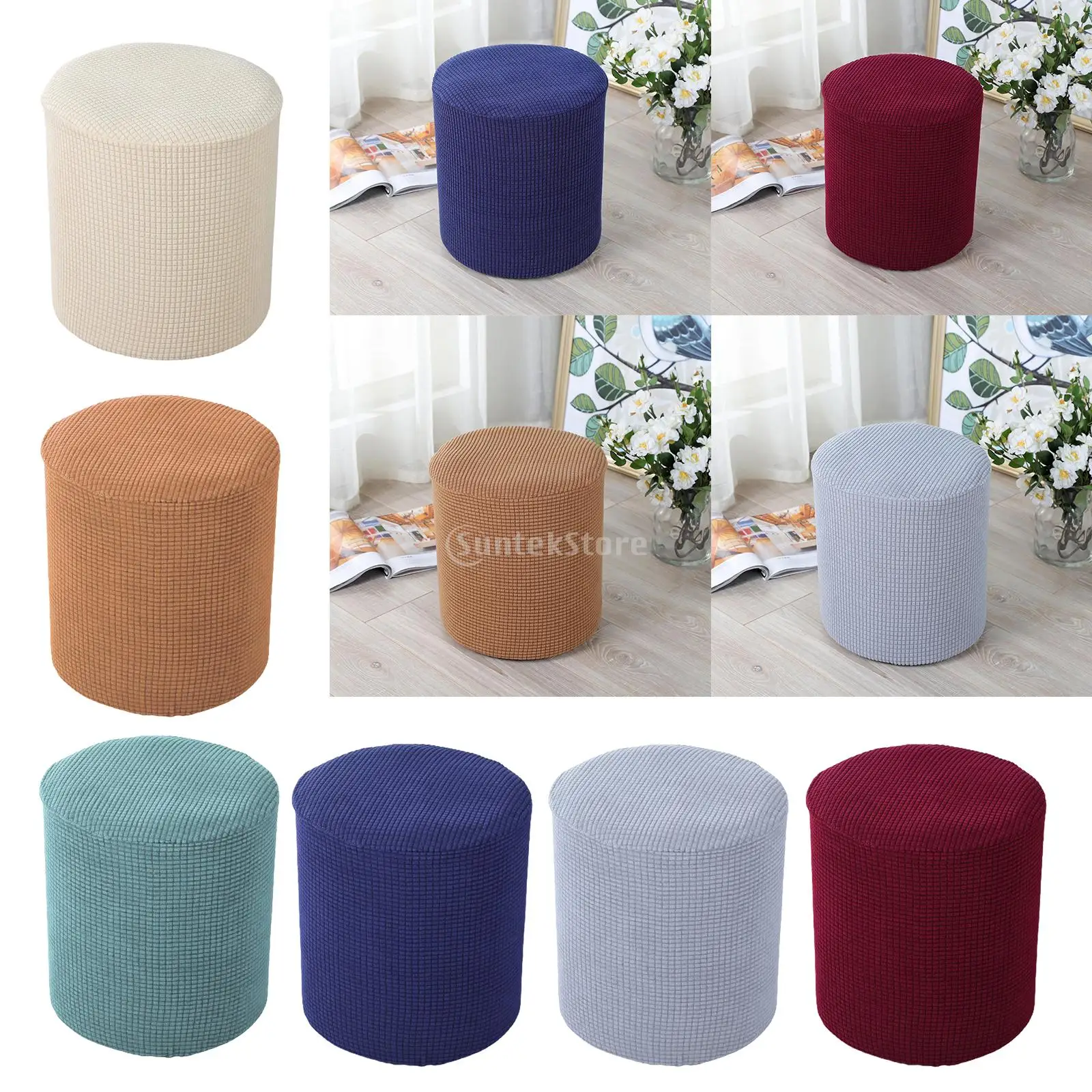 

2-4pcs Ottoman Slipcover Footstool Protector Covers Stool Covers