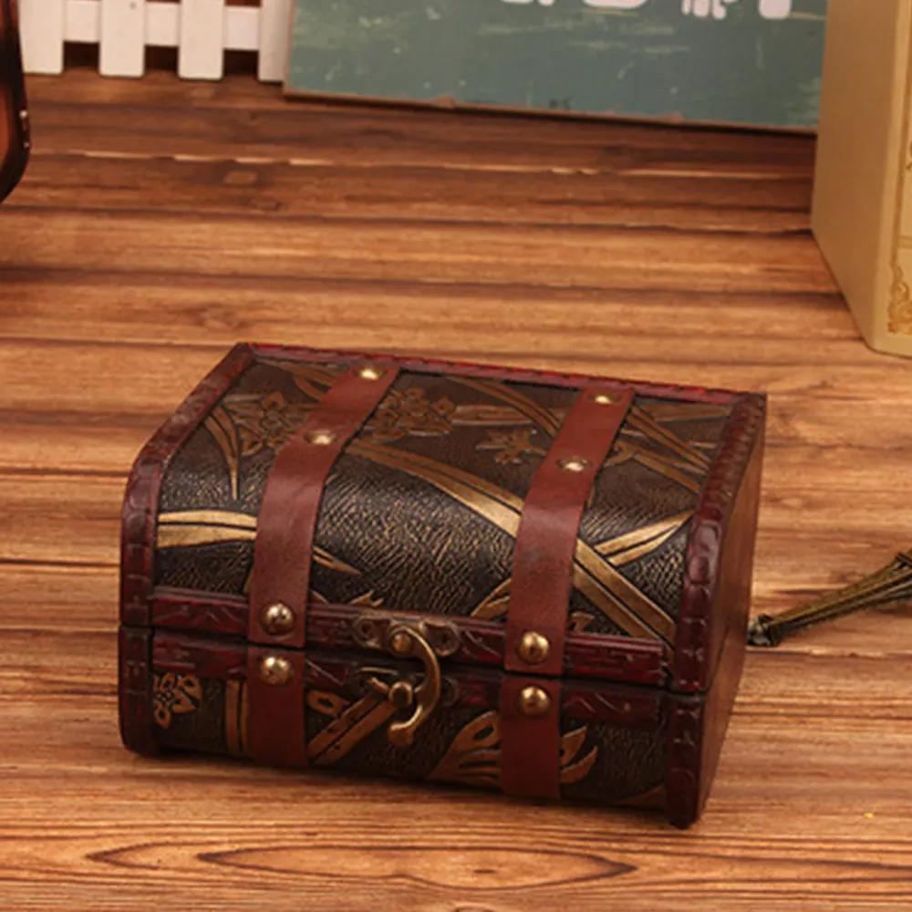 Винтажный Деревянный чехол ручной работы с металлическим замком для хранения