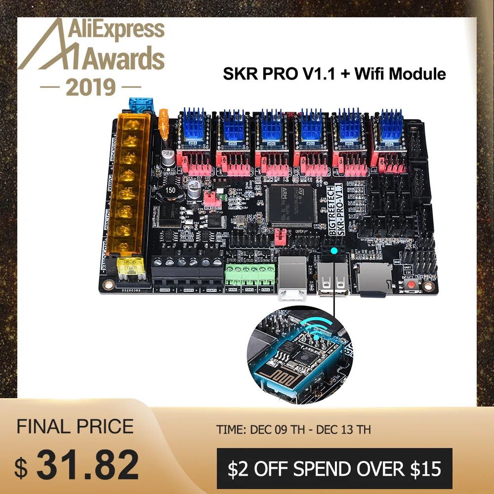 BIGTREETECH SKR PRO V1.1 плата контроллера 32 бит+ Wifi адаптер модуль части 3d принтера vs MKS GEN L TMC2208 TMC2130 TMC2209