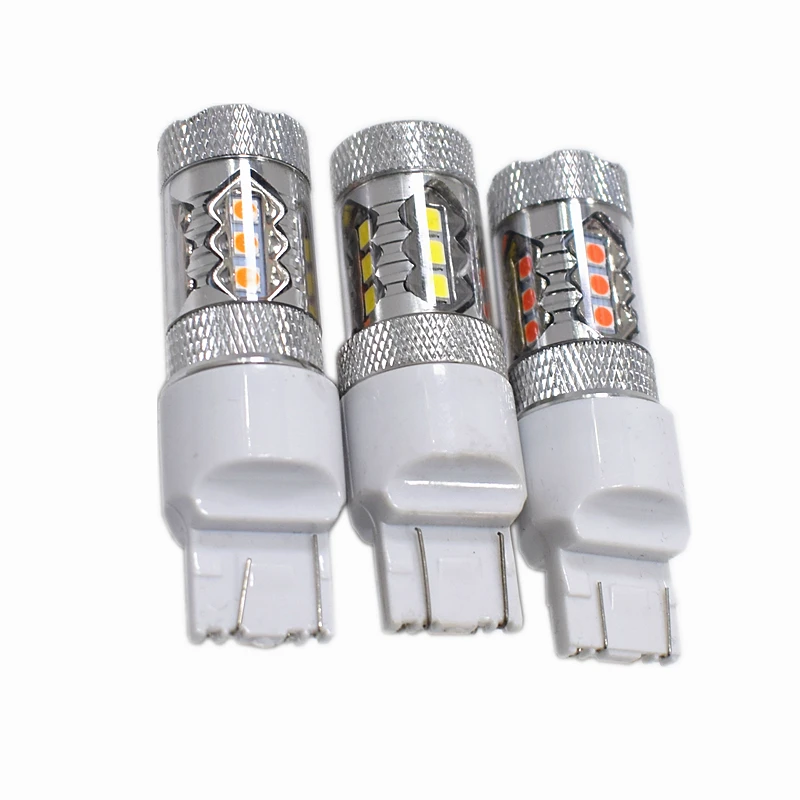 2PCS T20 W21W 7440 7443 80W 16LED 16SMD High Power Car Led Brake Lights Rear Lights Turn Signals Reverse Lights Yellow/White/Red