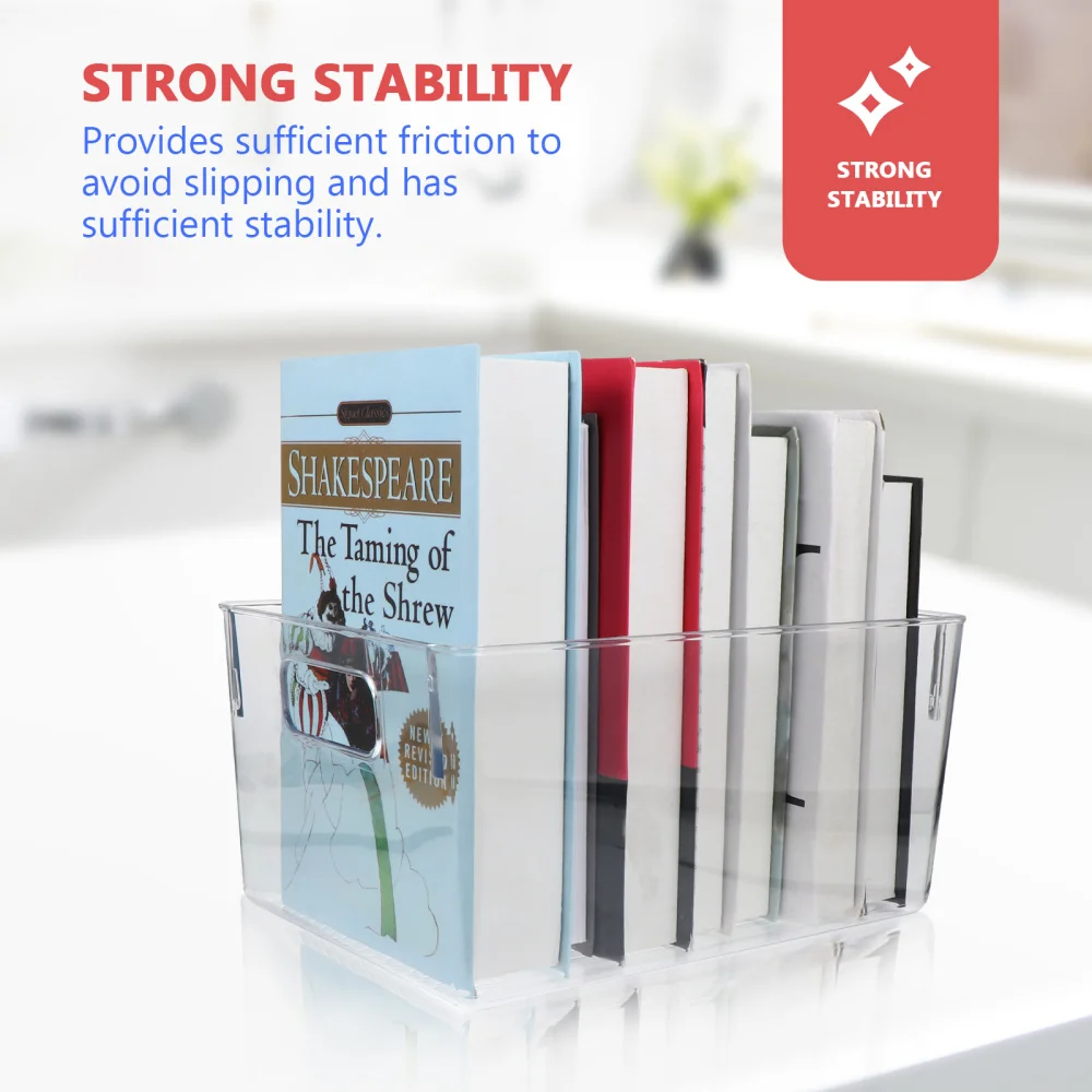 

2Pcs Cosmetics Book Organizer Home Tabletop Books Container Transparent