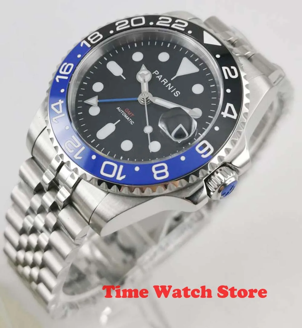 Мужские механические часы parnis светящиеся водонепроницаемые с браслетом из