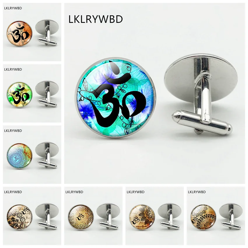 

LKLRYWBD OM Yoga Cap 10, Shirt Shirt Button Cufflinks, Logo Clothing Shirt Button Cufflinks, Round Glass High Quality Cufflinks