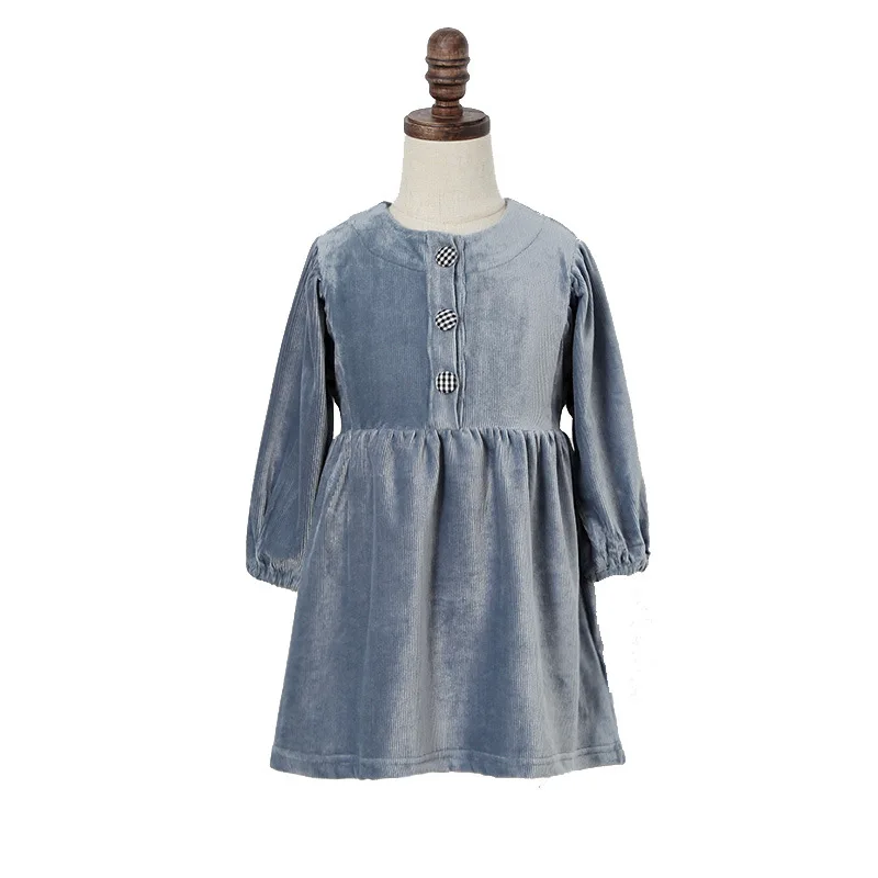 Новые осенние детские платья для девочек вельветовые с длинным рукавом модное