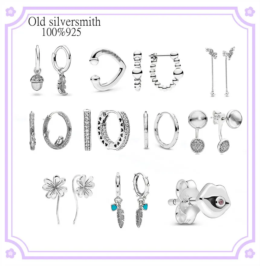 

2021 NEW original 100% 925 Sterling Silver pan Earring rose gold Crystal Studs Earring For Women Wedding Gift Fashion Jewelry