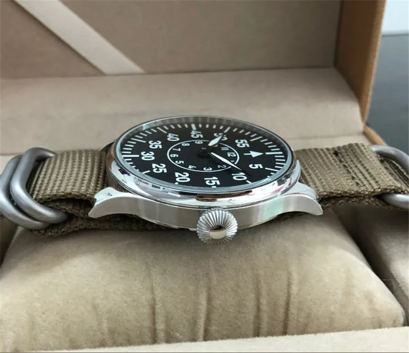 44 мм B-Uhr pilot ETA6497 Мужские механические часы ST3621 Move men t Супер Светящиеся мужские наручные часы Parnis в стиле милитари