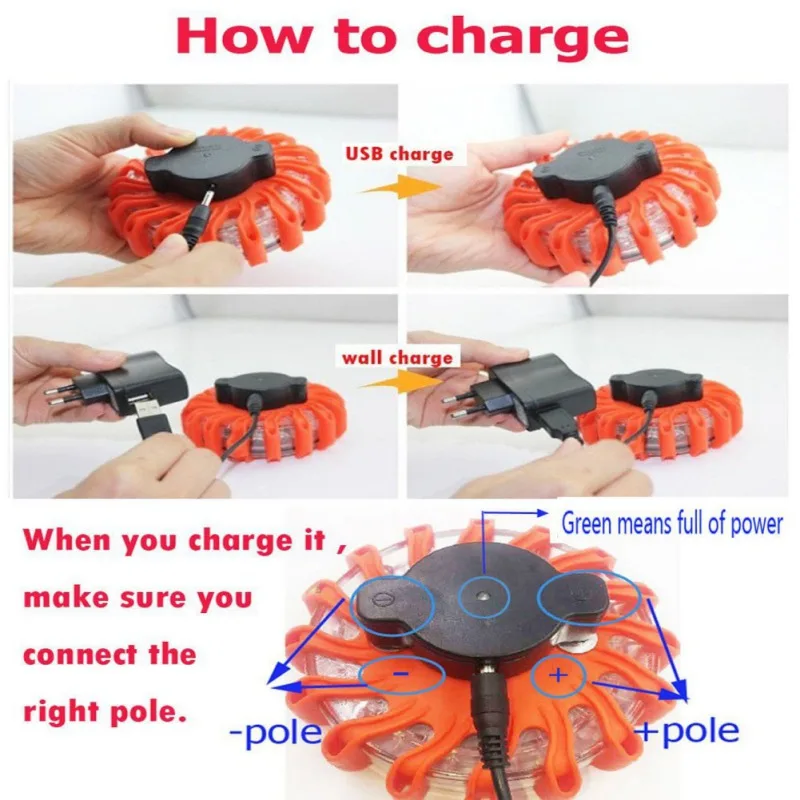 

LED Road Flare Red LED Safety Flare Flashlight Magnet Flashing Warning Night Lights Roadside Emergency Flares Disc Beacon Car