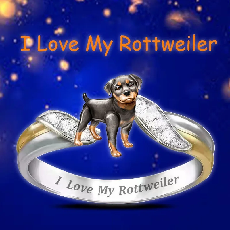 

Exquisite Creative Fashion Rottweiler Dog Ring Ladies Ring Love Symbol Jewelry Wedding Proposal Ring Wedding Anniversary Gift
