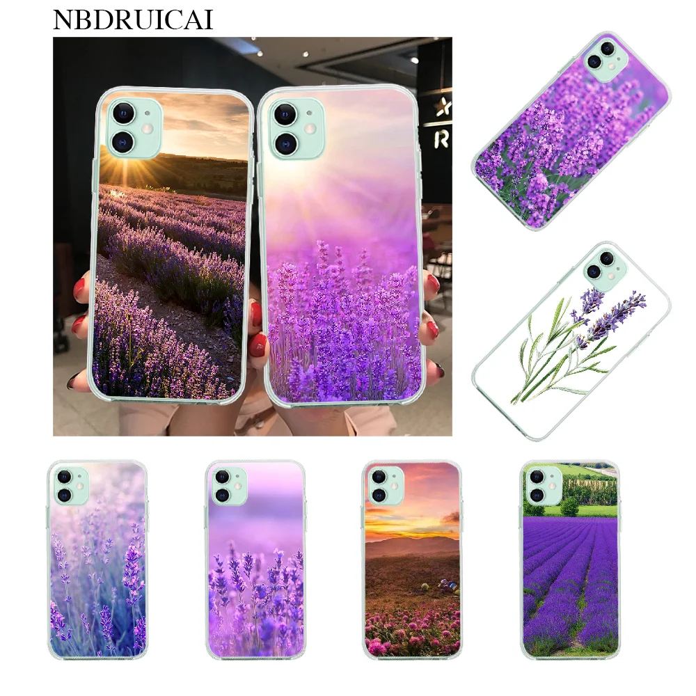 NBDRUICAI простой мягкий силиконовый чехол для телефона с лавандой и фиолетовыми