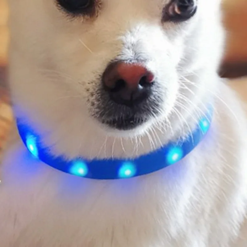 

Ошейник для домашних животных со светодиодной подсветкой, ошейники для собак, ночная безопасность, мигающее Силиконовое ожерелье для домаш...
