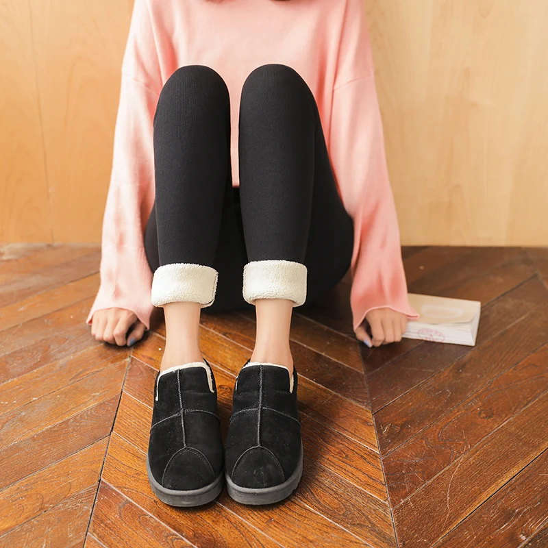 Black warm pants winter skinny thick velvet casual wool fleece Trousers Lambskin Cashmere Pants For Women leggings