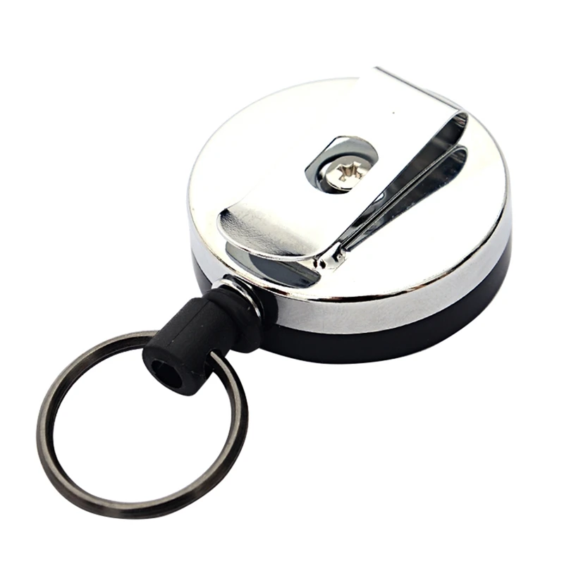 

Semi-metal Thickened Steel Wire Easy Pull Button Retractable Key Ring Coated Steel Wire Rope