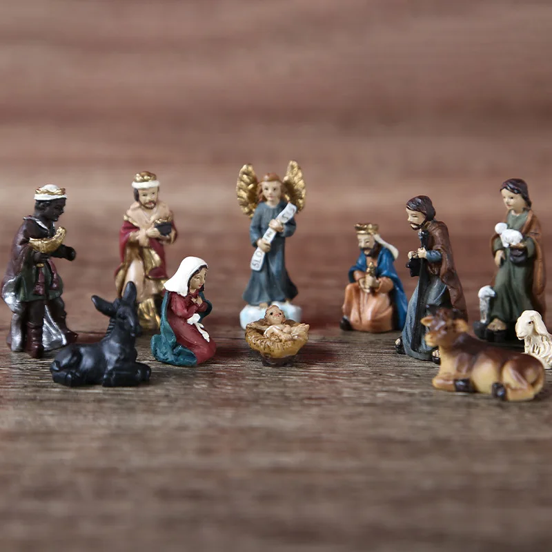 

Figuras Belen de navidad statues et sculptures 3cm manger set religious ornaments holy child nativity of jesus resin craft gifts
