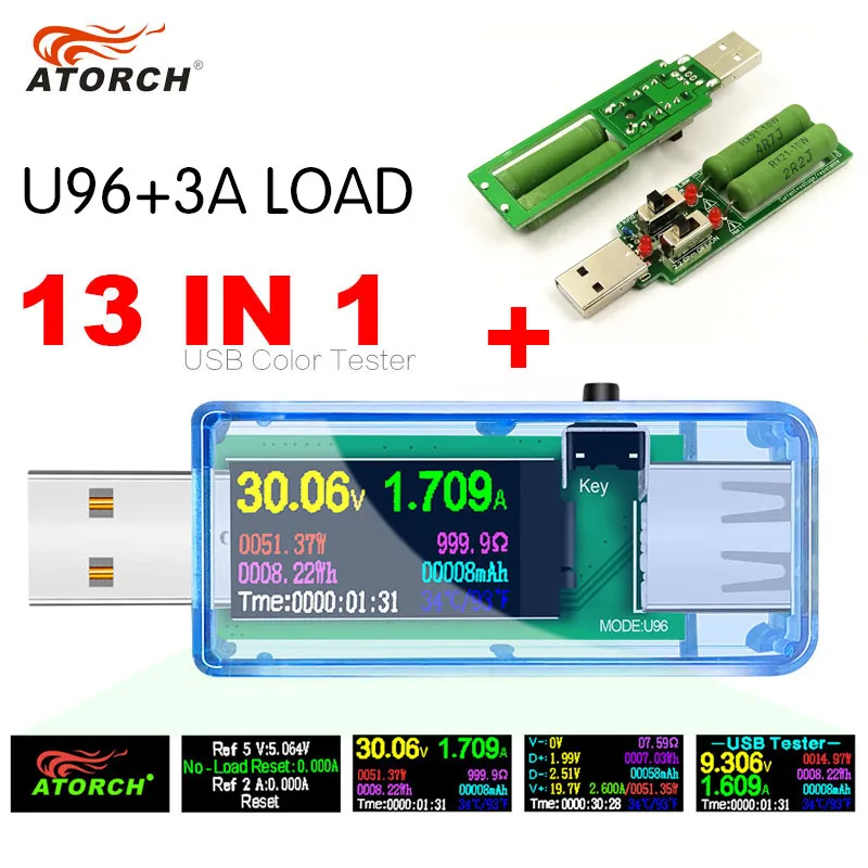 ATORCH тестер USB+ нагрузка постоянного тока цифровой вольтметр amperimetro зарядного устройства power bank charger, Индикатор автомобиля напряжение переменного тока измеритель